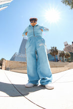 Load image into Gallery viewer, Baby blue studded crystal zip up