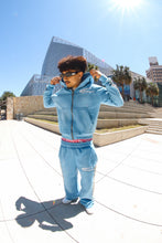 Load image into Gallery viewer, Baby blue studded crystal zip up