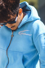 Load image into Gallery viewer, Baby blue studded crystal zip up