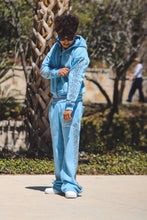 Load image into Gallery viewer, Baby blue studded crystal zip up