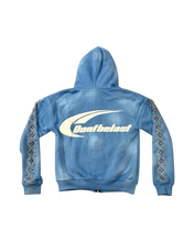Load image into Gallery viewer, Baby blue studded crystal zip up
