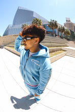 Load image into Gallery viewer, Baby blue studded crystal zip up
