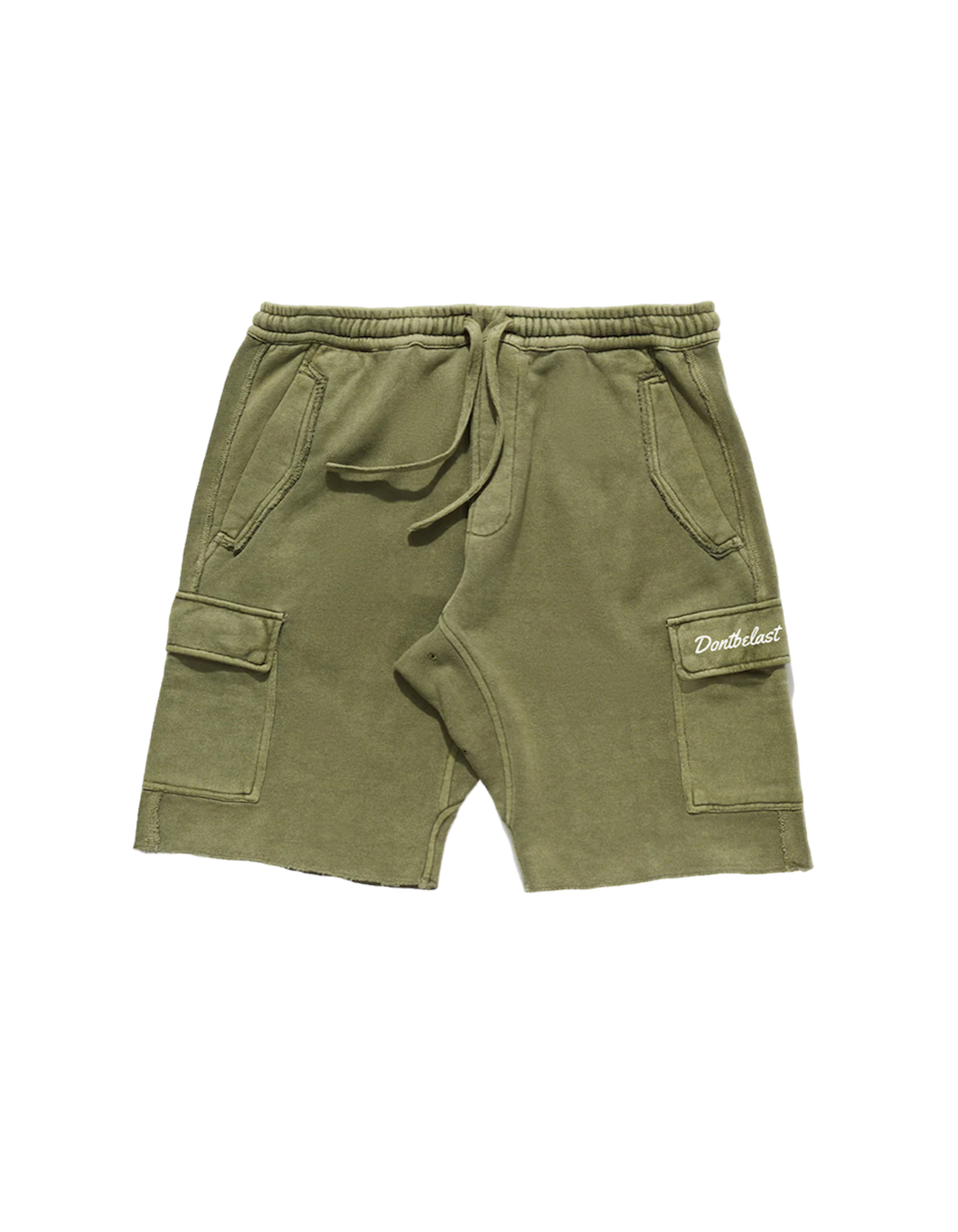 Olive Green Embroidered Cargo Shorts