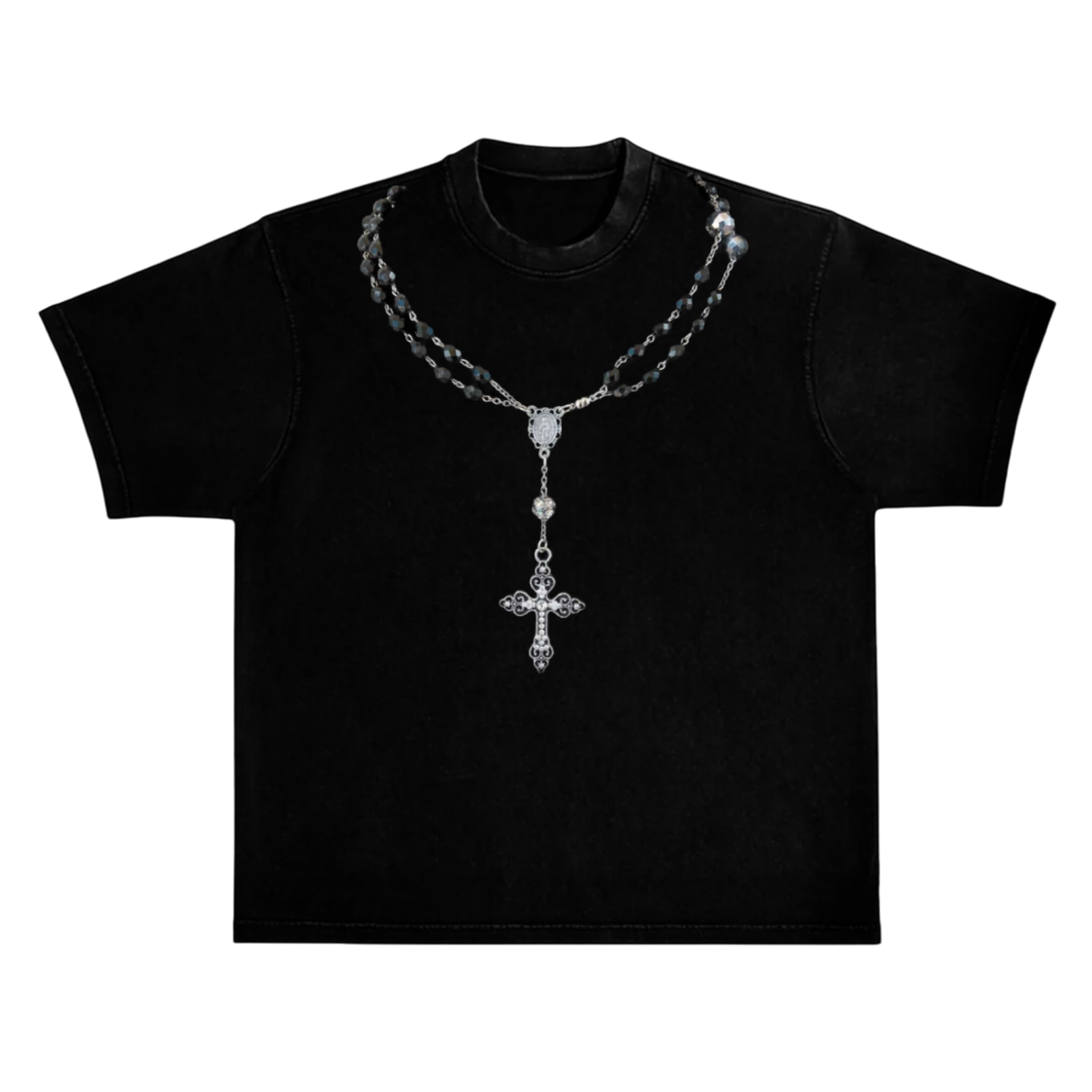 Tシャツ(半袖+袖なし) Rosary moon - rosary moon  ArmRibbon T Black rosary Tee – dontbelast