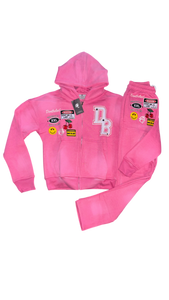 Pink Patches Zip up and Pants Set