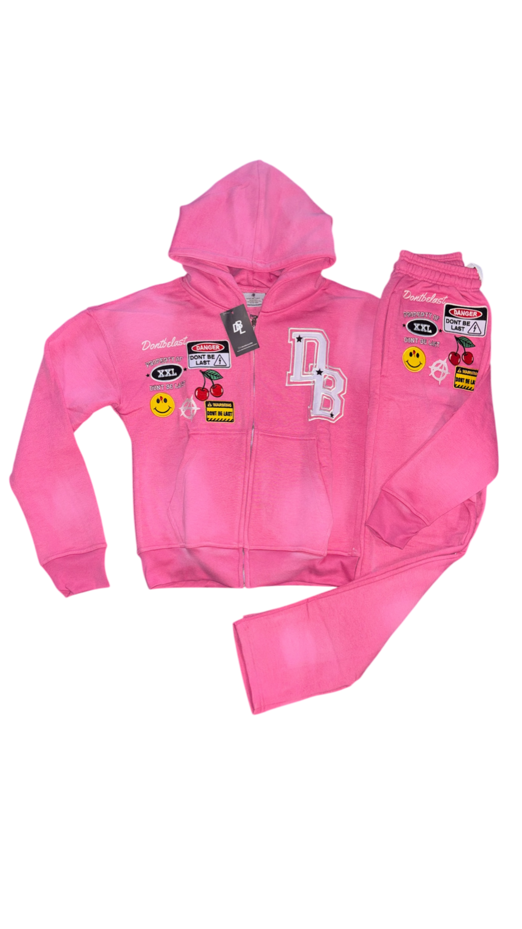 Pink Patches Zip up and Pants Set