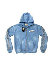 Load image into Gallery viewer, Baby blue studded crystal zip up
