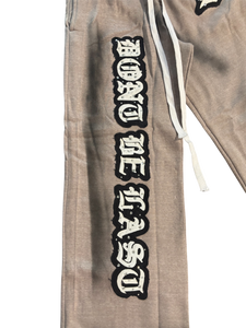 Grey DBL Distressed Embroidery Rhinestone Set