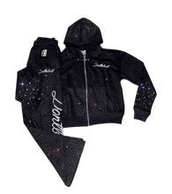 Load image into Gallery viewer, Black Bust Down Zip up &amp; Pants Set
