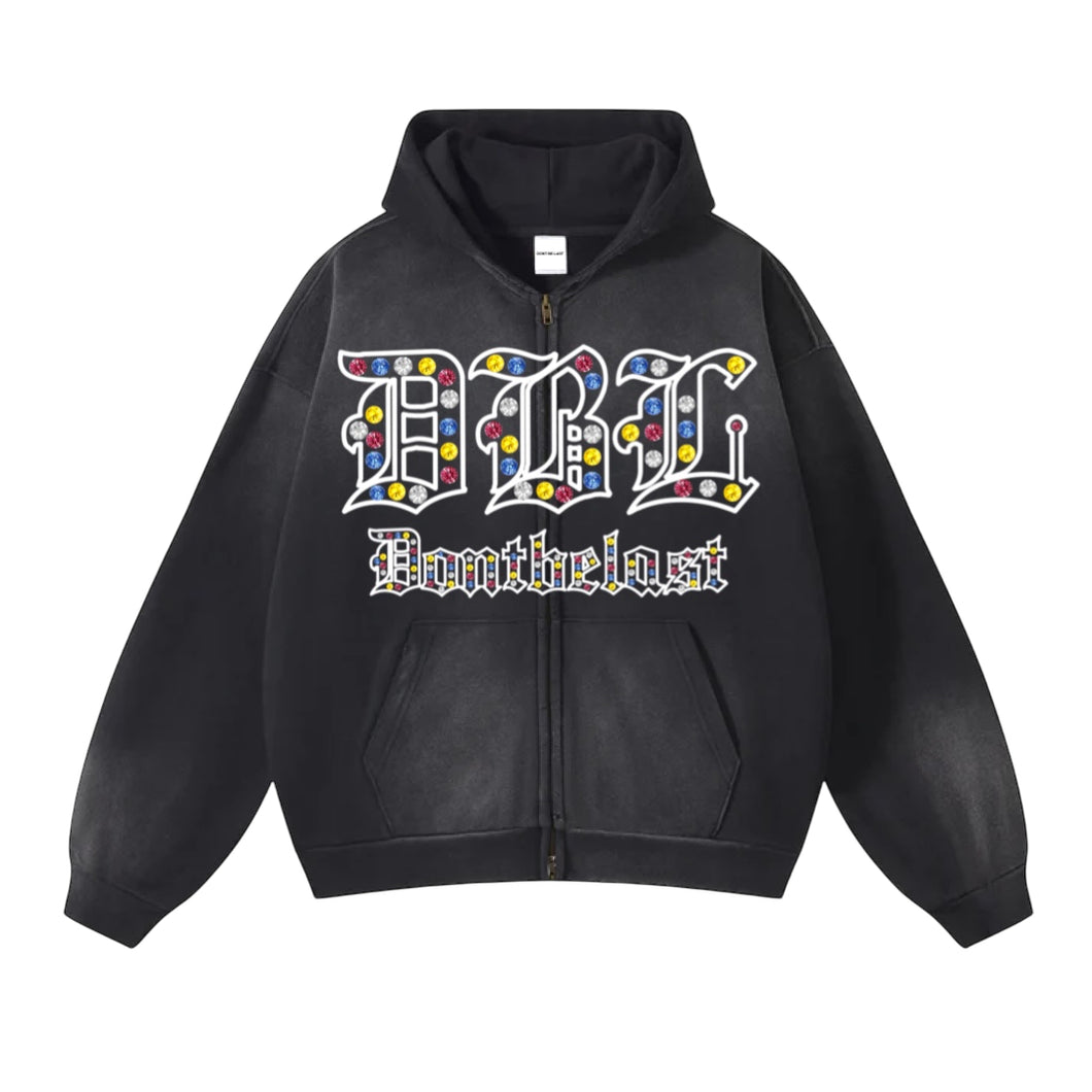 DBL Zip up jacket with Embroidery & Rhinestones