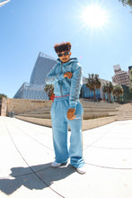Load image into Gallery viewer, Baby blue studded crystal zip up
