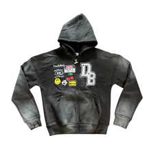 Load image into Gallery viewer, Black Patches Zip Up Jacket
