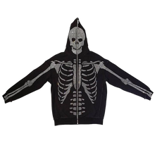 Load image into Gallery viewer, Skeleton Rhine Stone Full zip up Jacket
