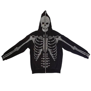 Skeleton Rhine Stone Full zip up Jacket