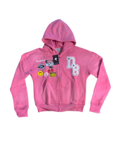 Load image into Gallery viewer, Pink Patches Zip up and Pants Set
