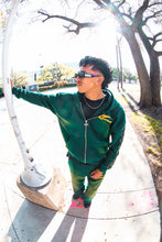 Load image into Gallery viewer, Forrest green studded crystal zip up
