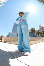 Load image into Gallery viewer, Baby blue studded crystal pants
