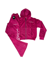 Load image into Gallery viewer, Pink Bust Down Zip up &amp; Pants Set
