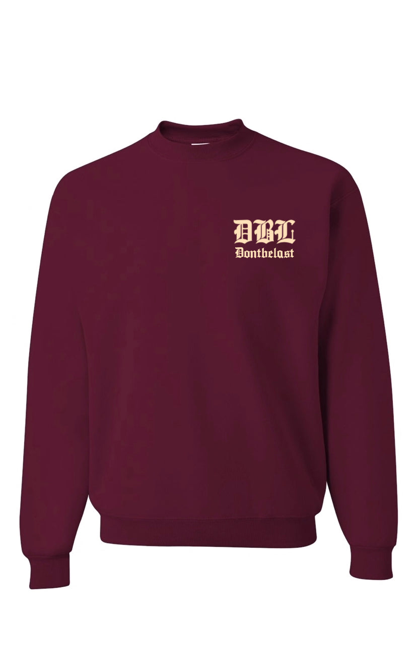 Maroon and Tan Crew Neck